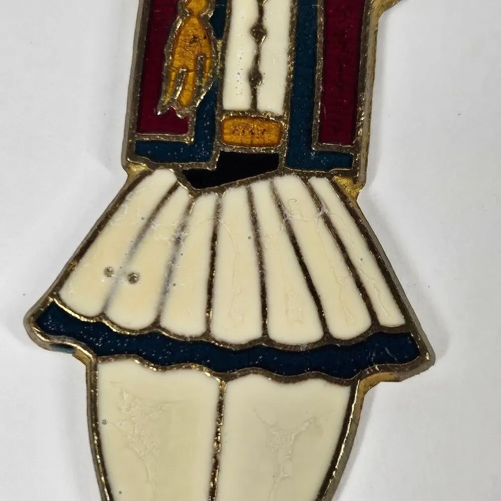 Enamel on Brass Bottle Opener Figural Male Dancer Greece Vintage